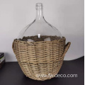 custom glass bottle vase with rattan wrapped basket